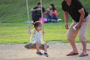 Child on swing at park